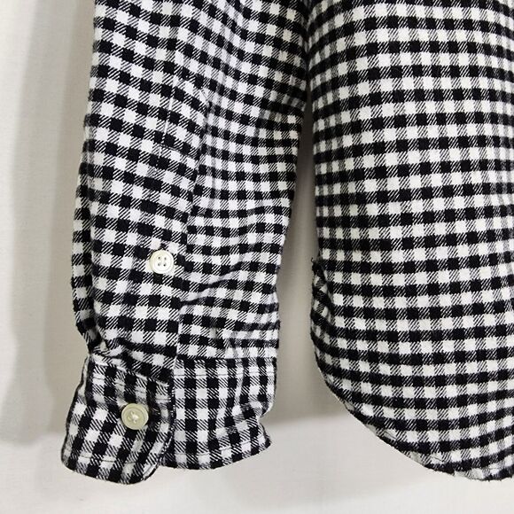 J Crew Mercantile Shirt Jacket Size Medium Black Plaid Gingham Flannel Pullover - Picture 6 of 10